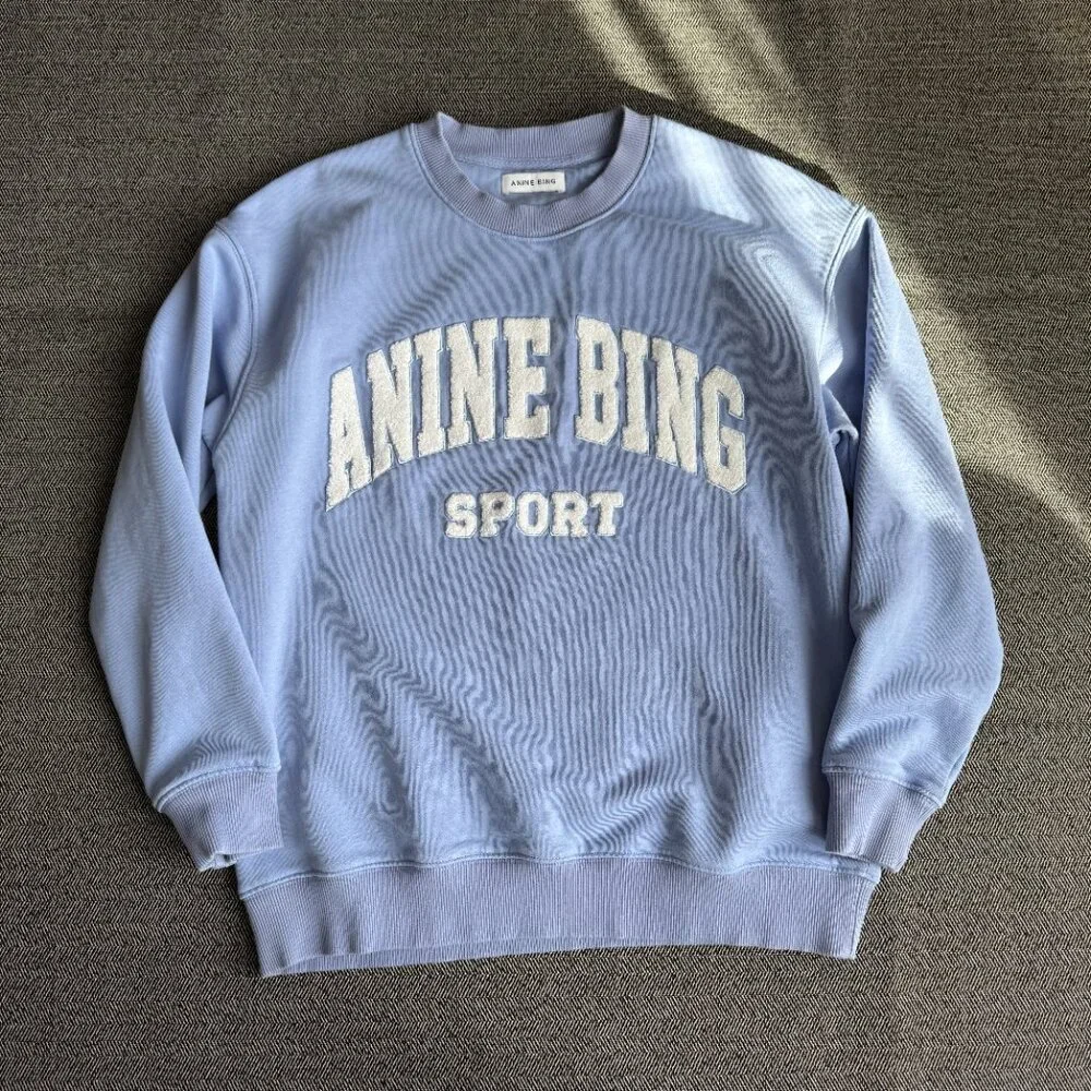 Anine Bing Tyler Sweatshirt Light Blue/White - Picture 12 of 17